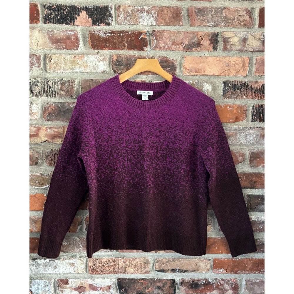 Athleta Purple Merino Wool Blend Jacquard Crew Sweater, XS